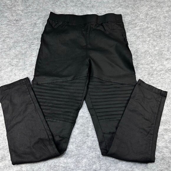 Oober Swank Womens Leggings Black Size Medium Ribbed Moto Excellent High Quality - Picture 2 of 10